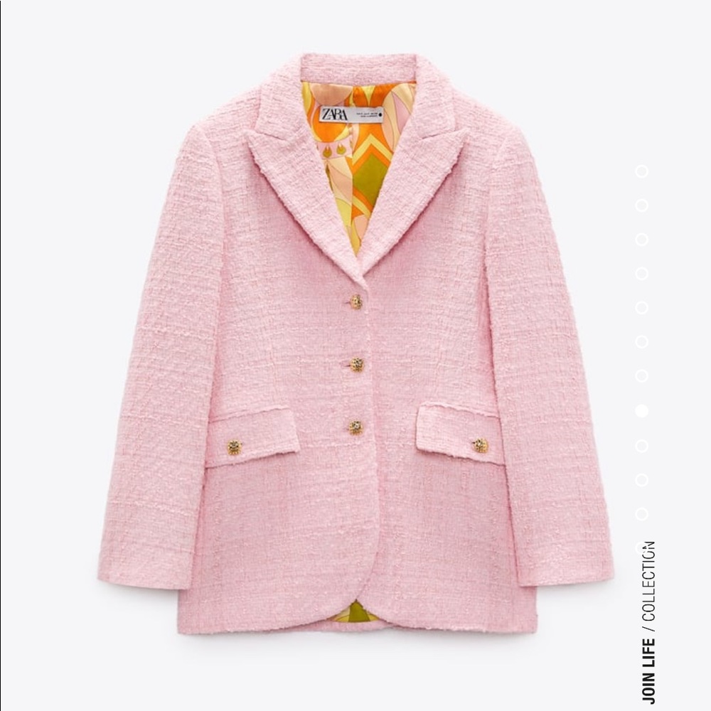 ZARA Pink Textured Tailored Blazer